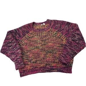 Moth Anthropologie Pink Multicolored Chunky Wool Mohair Knit Sweater, size M